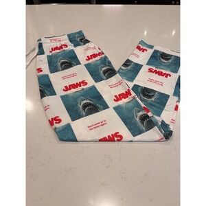 Jaws Movie Poster Sleep Pants Mens Large All Over Print Shark Lounge Bottoms